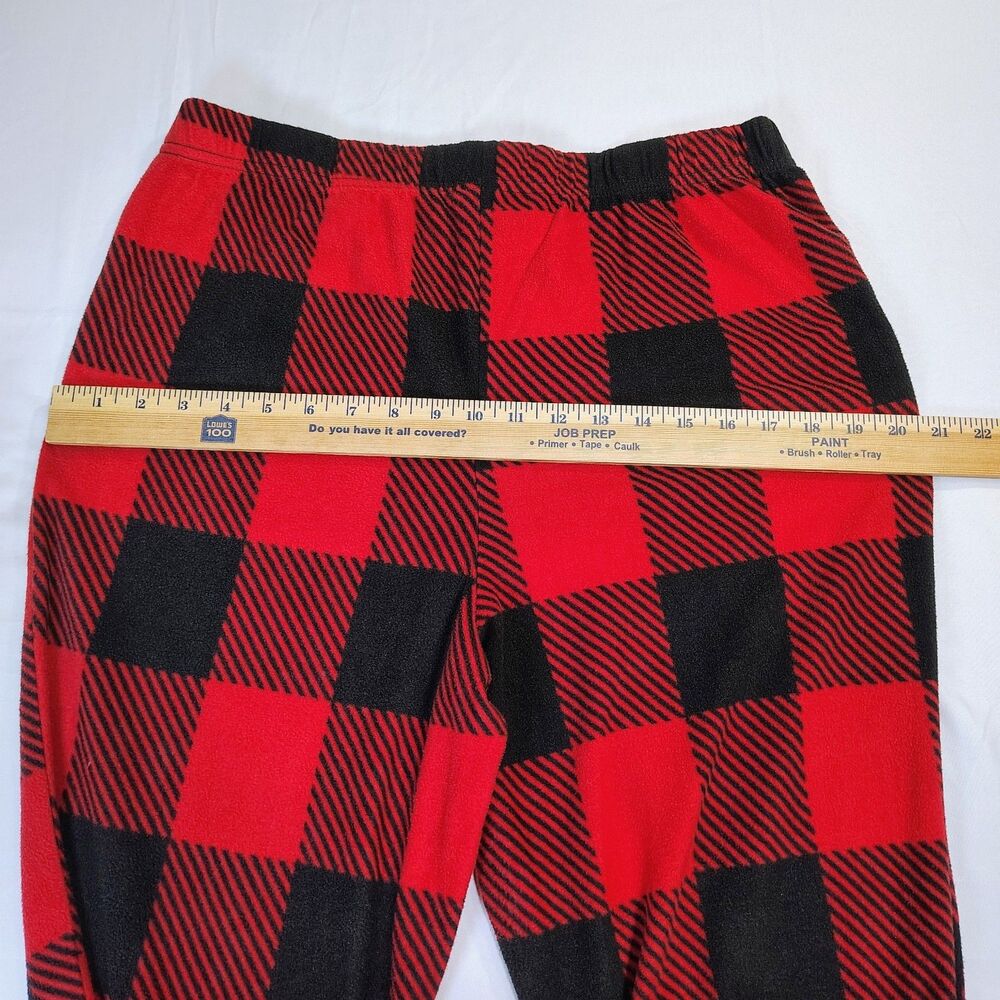 Holiday Time Sz M Red Black Buffalo Plaid Fleece Pajama Pants Christmas - Picture 12 of 14